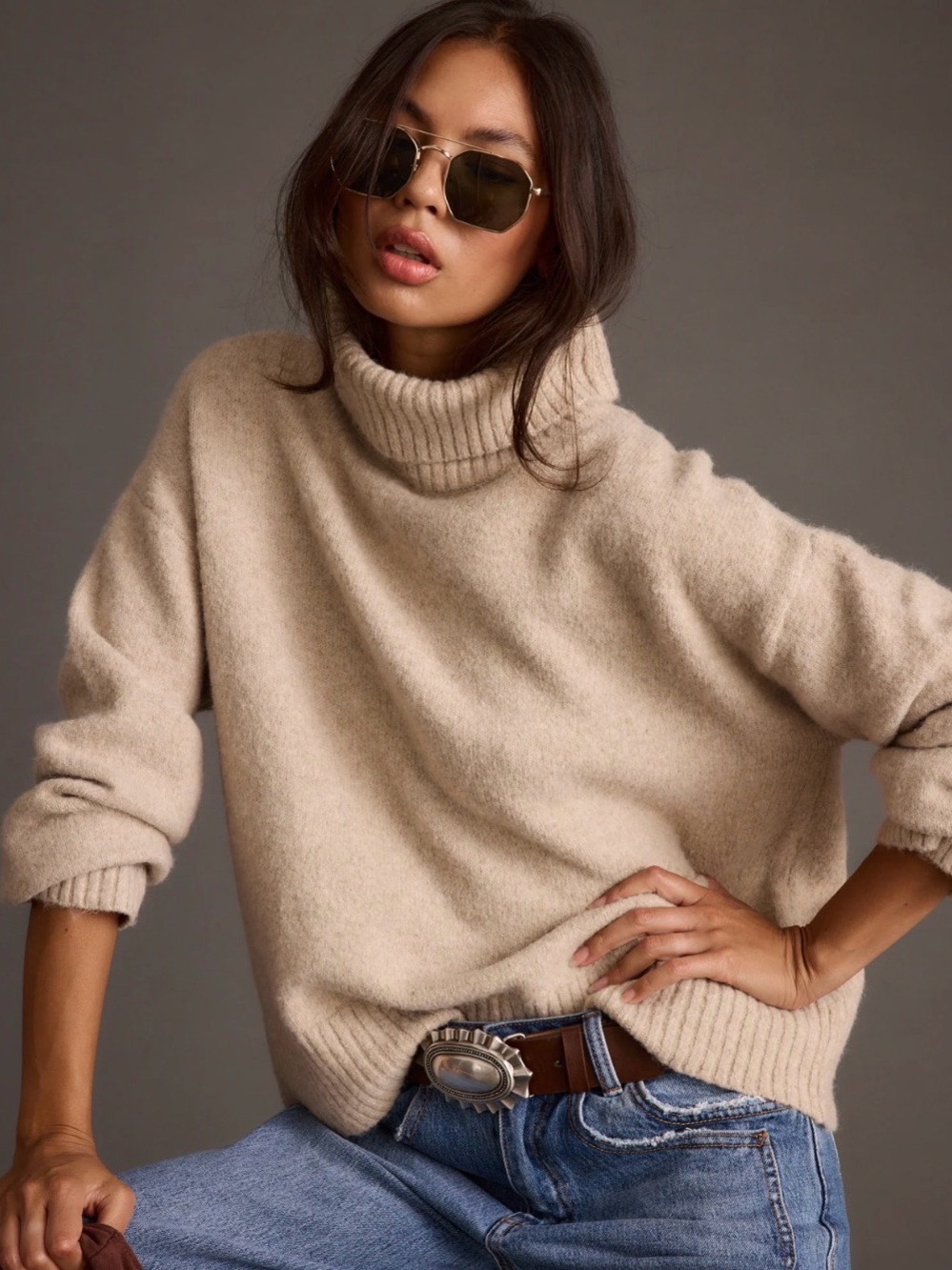 Free People Oversized Sweater Oatmeal Fits Up to XL - RETAILS $148